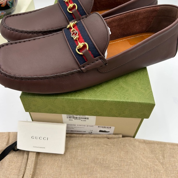 Men’s Gucci interlocking G leather Driver loafers size 14 made in Italy - Picture 4 of 11